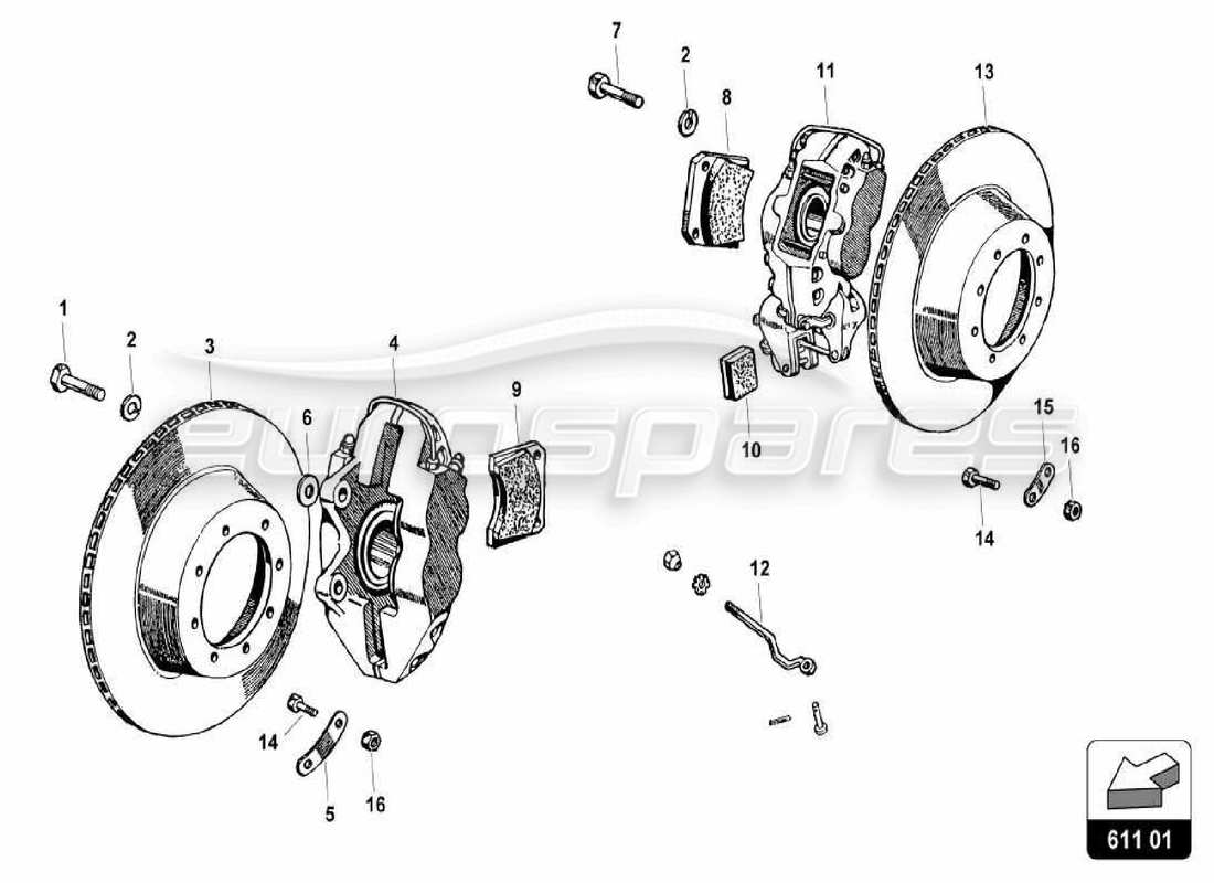 Lamborghini Miura P400 Brake System Part Diagram