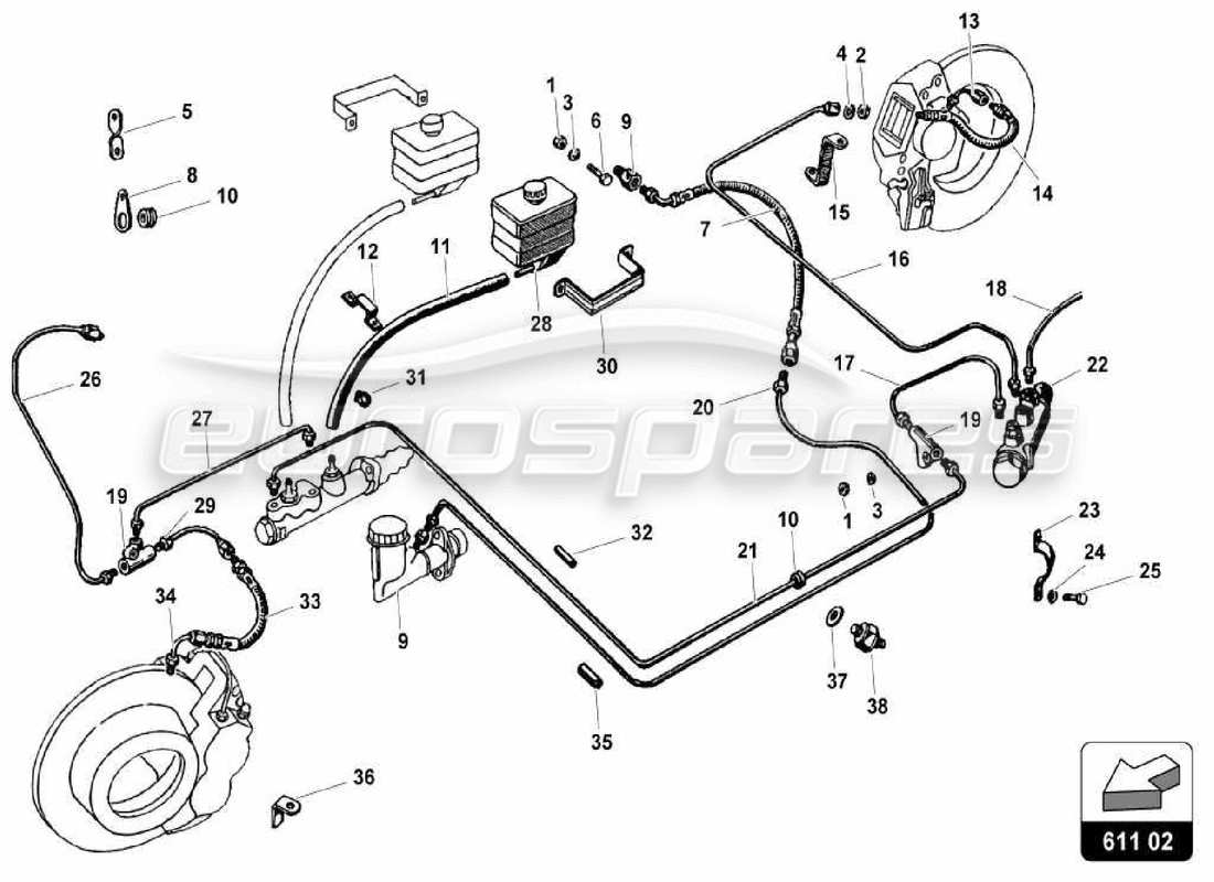 Lamborghini Miura P400 Brake System Part Diagram