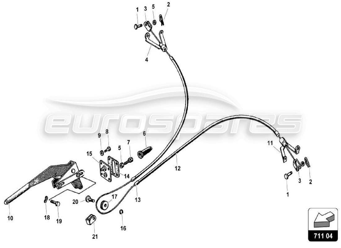 Lamborghini Miura P400 Hand brake Part Diagram