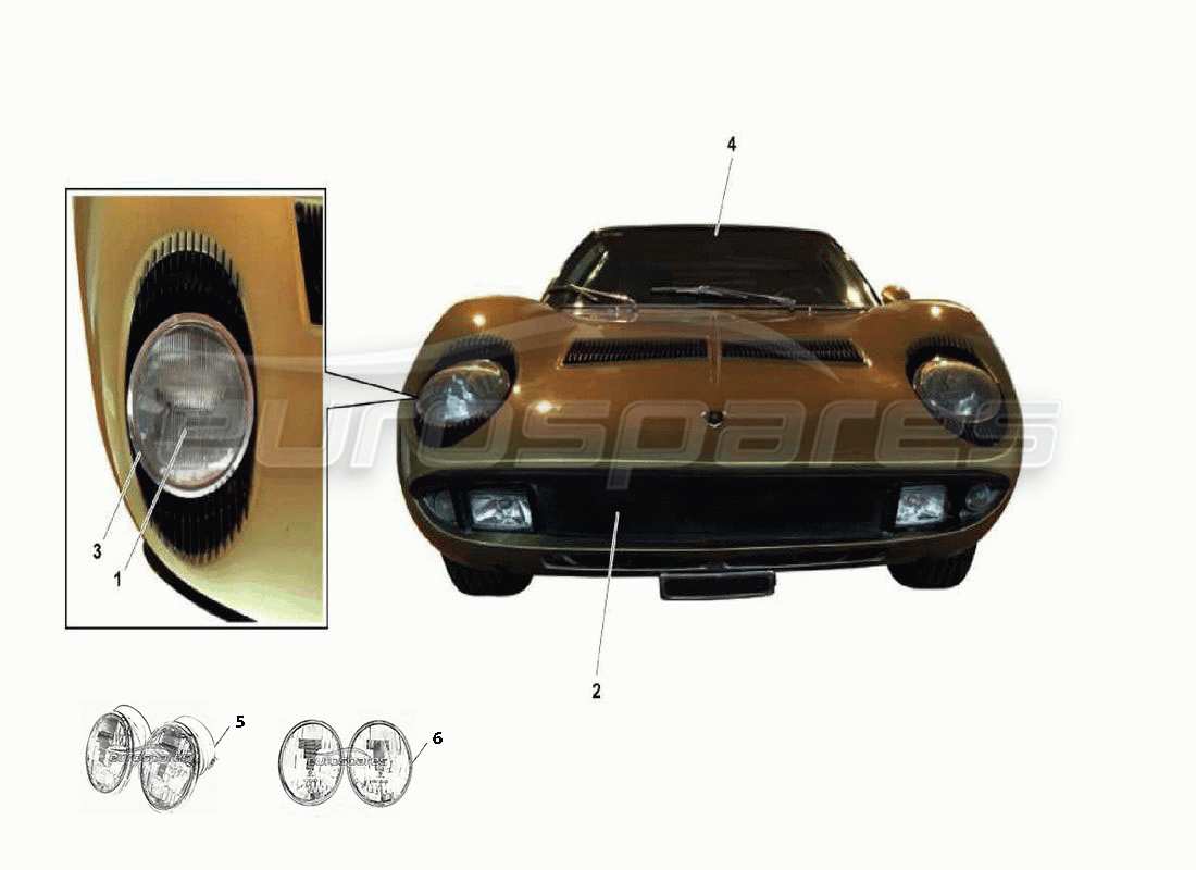 Lamborghini Miura Miura P400 035 Lights Part Diagram.