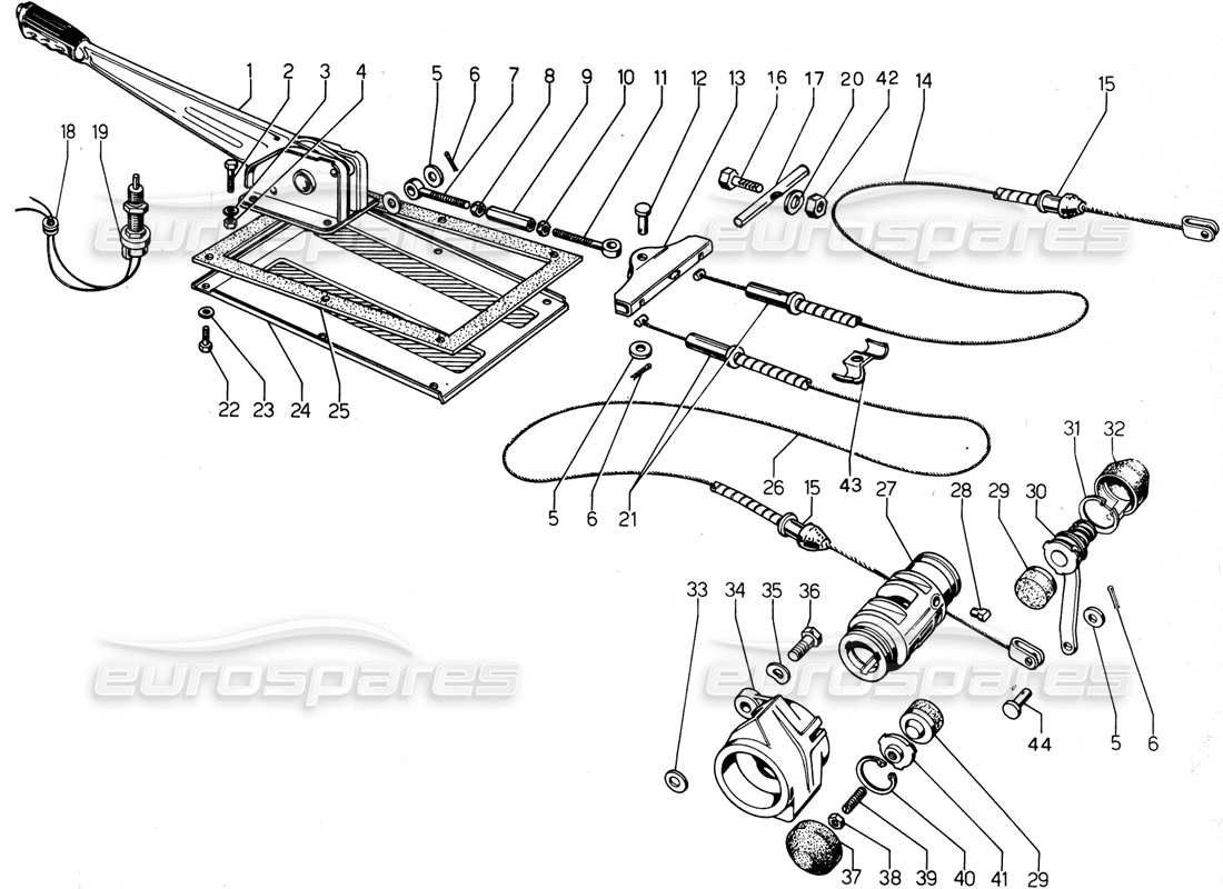 Lamborghini Urraco P300 Hand brake Part Diagram