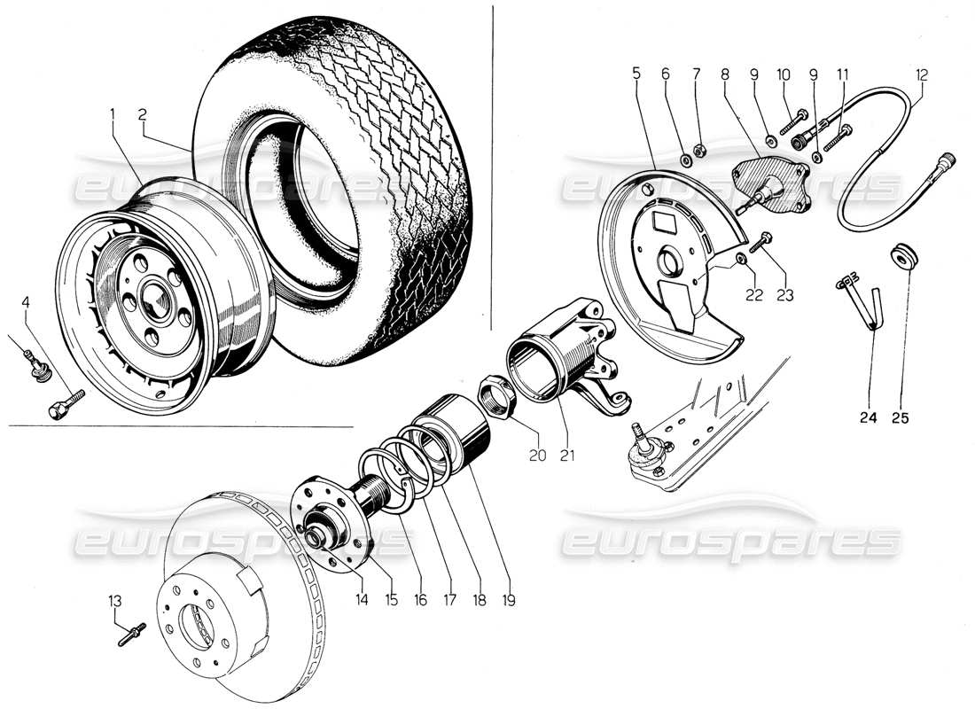 Lamborghini Urraco P300 Front Suspension Part Diagram