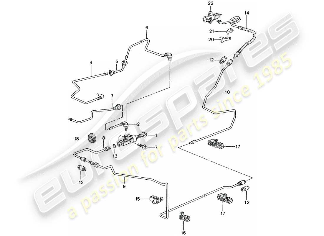 Porsche 996 GT3 (2001) HYDRAULIC CLUTCH - OPERATION - CLUTCH MASTER CYLINDER - HYDRAULIC CLUTCH PIPE Part Diagram
