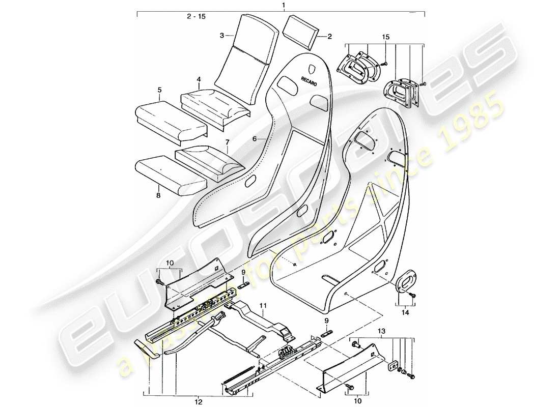 Porsche 996 GT3 (2001) SEAT - WITH: - LEATHER - SEAT COVER Part Diagram