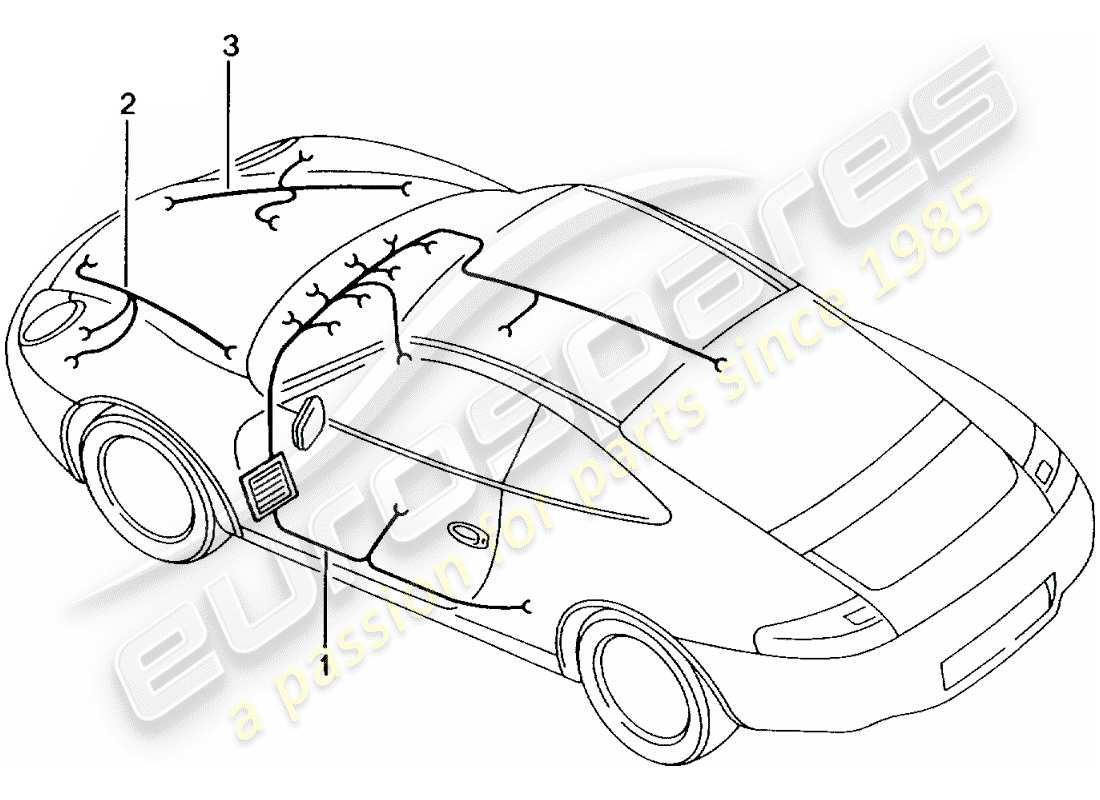 Porsche 996 GT3 (2001) WIRING HARNESSES - PASSENGER COMPARTMENT - GLOVE BOX - FRONT LUGGAGE COMPARTMENT - REPAIR KIT - ANTI-LOCKING BRAKE SYST. -ABS- - BRAKE PAD WEAR INDICATOR - FRONT AXLE Part Diagram