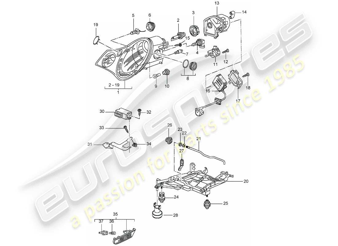 Porsche 996 GT3 (2001) HEADLAMP - TURN SIGNAL REPEATER - D - MJ 2003>> Part Diagram