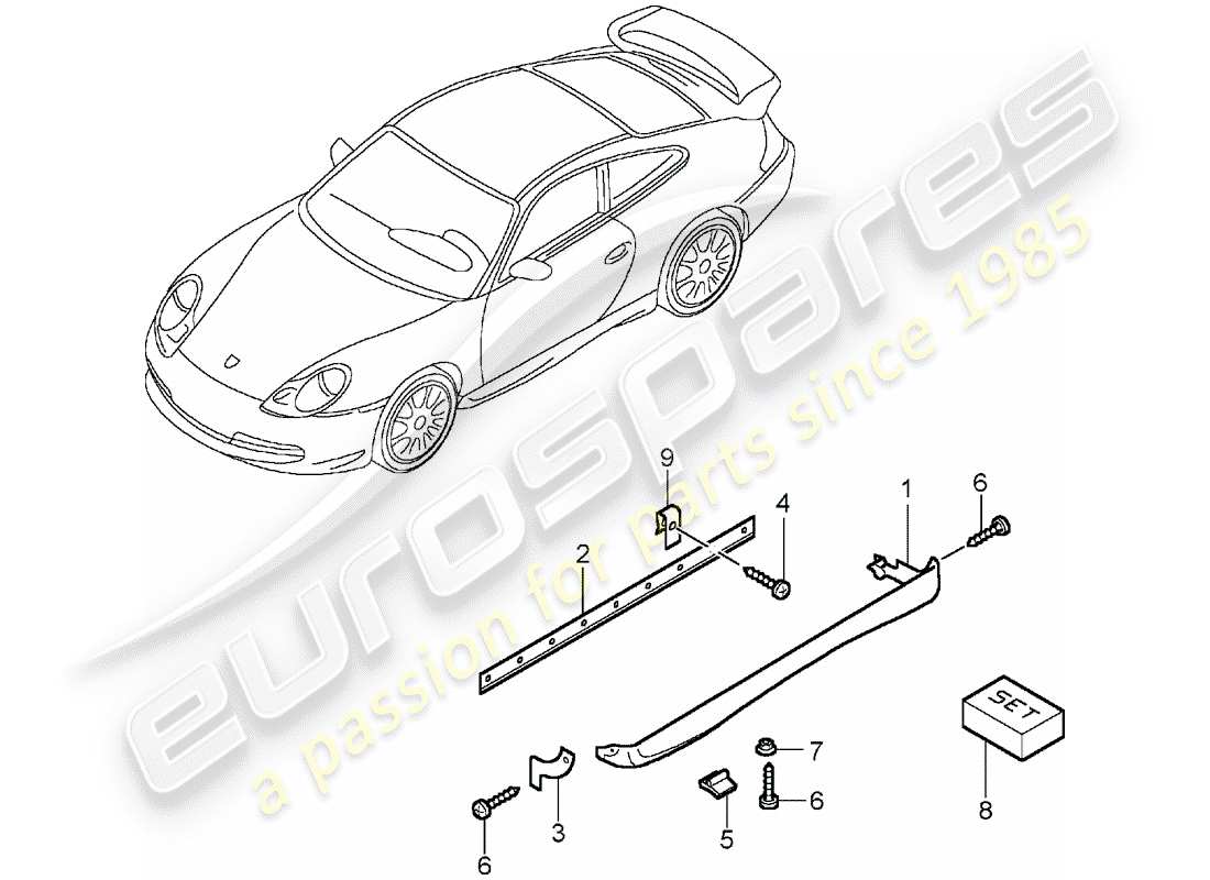 Porsche 996 GT3 (2005) SIDE MEMBER TRIM Part Diagram