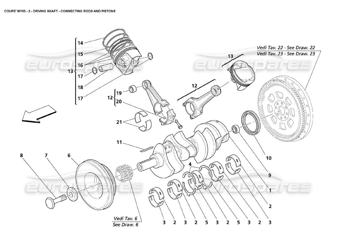 Maserati 4200 Coupe (2003) crankshaft conrods and pistons Part Diagram