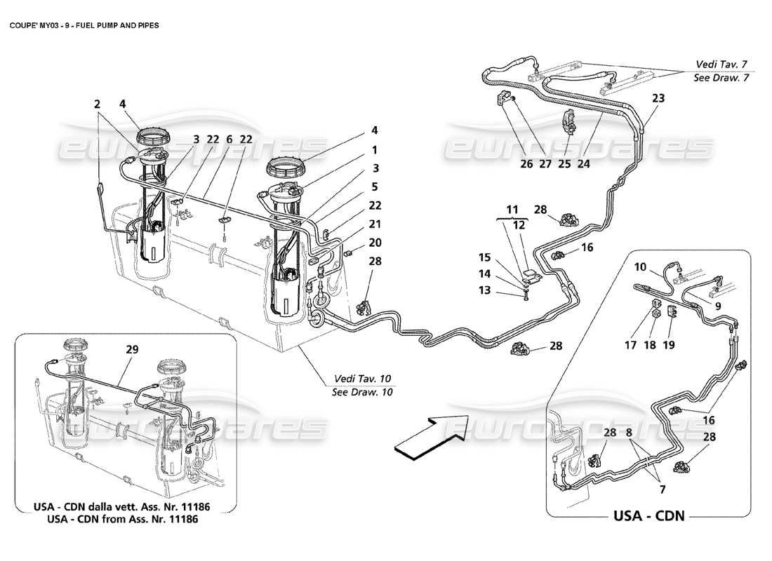 Maserati 4200 Coupe (2003) fuel pumps and pipes Part Diagram