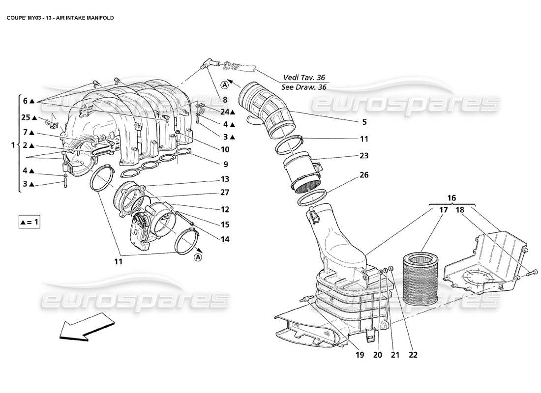 Maserati 4200 Coupe (2003) Air Intake Manifold Part Diagram