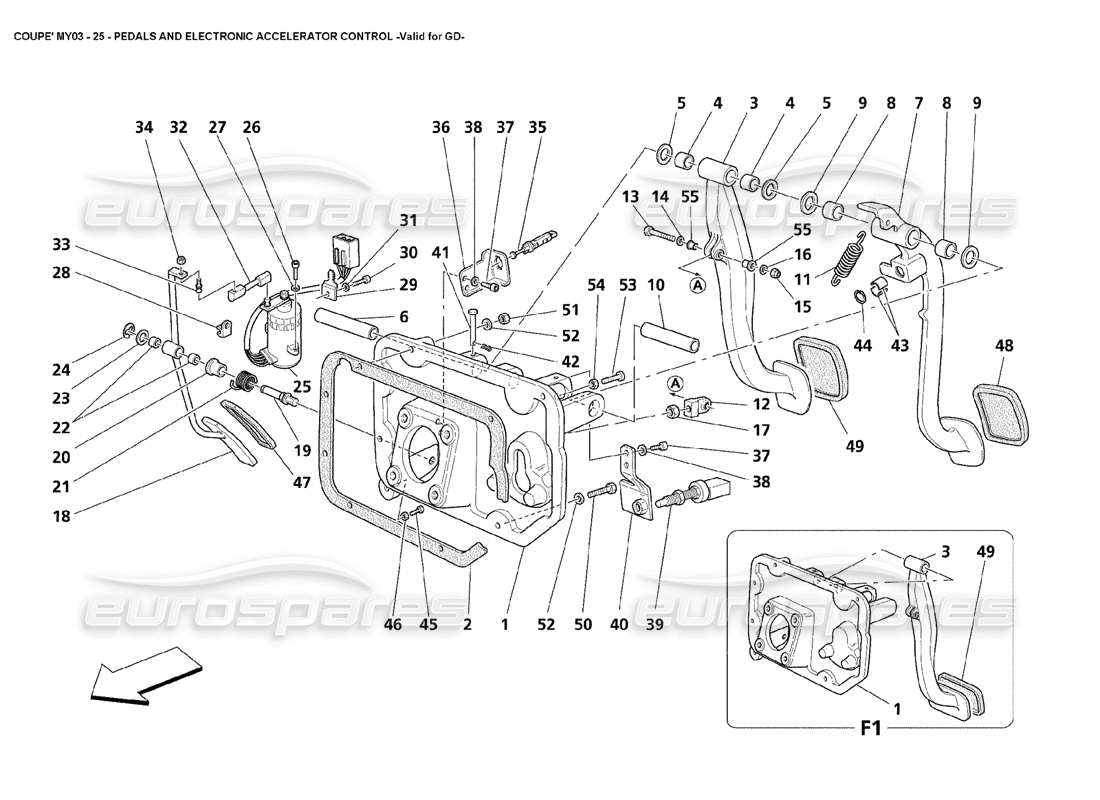 Maserati 4200 Coupe (2003) Pedals and Electronic Accelerator Control - Valid for GD Part Diagram