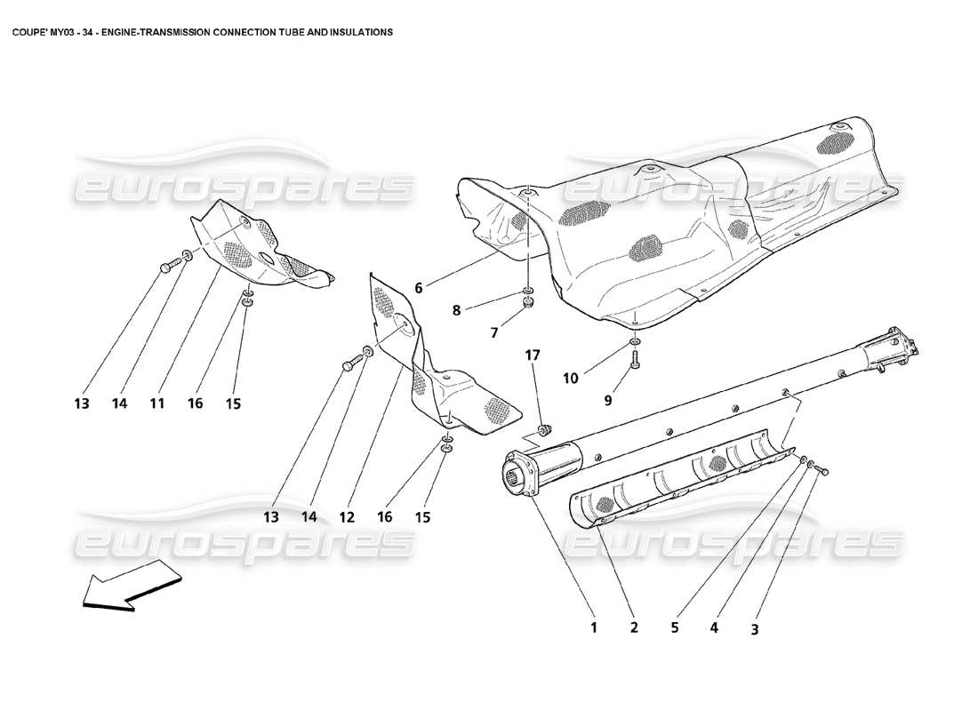 Maserati 4200 Coupe (2003) Engine Transmission Connection Tube and Insulations Part Diagram