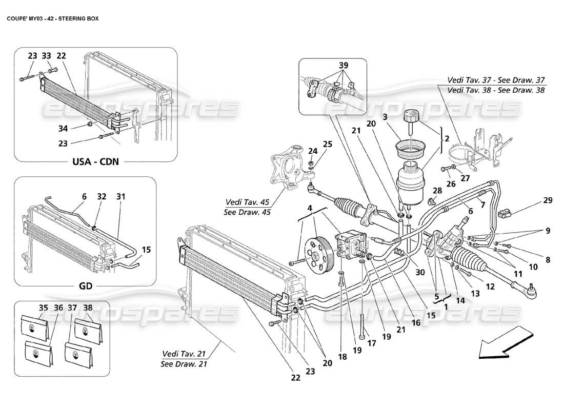 Maserati 4200 Coupe (2003) Steering box Part Diagram