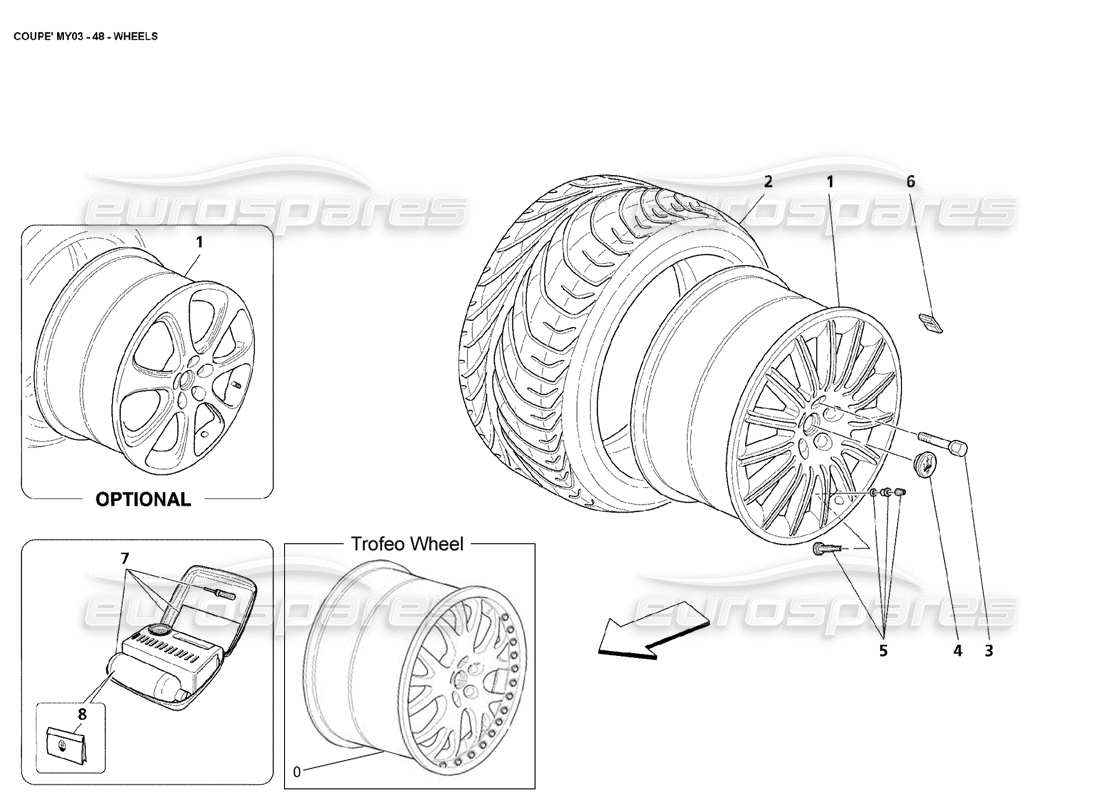 Maserati 4200 Coupe (2003) Wheels Part Diagram