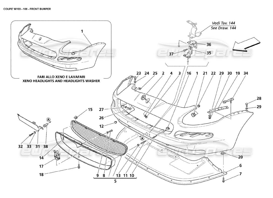 Maserati 4200 Coupe (2003) FRONT BUMPER Part Diagram