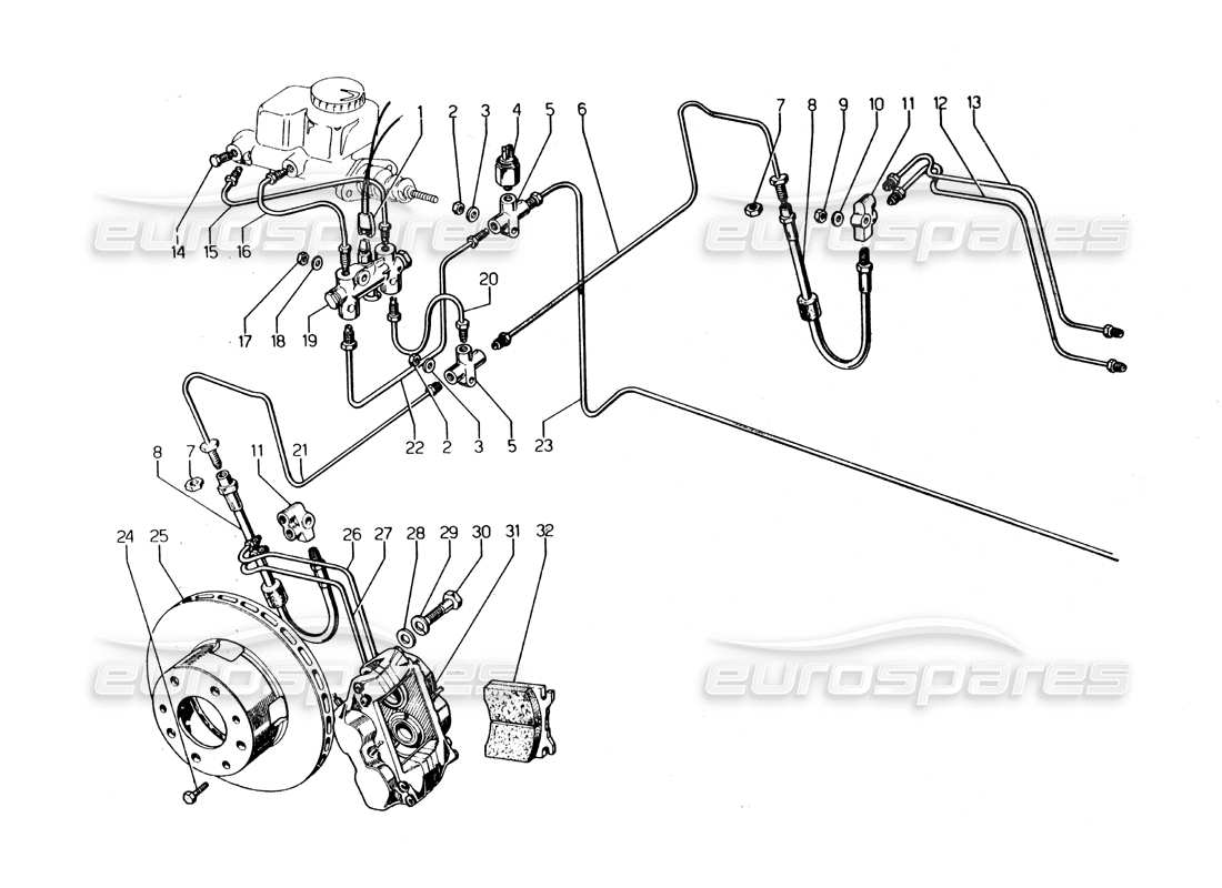 Lamborghini Urraco P250 / P250S Front shafts Part Diagram