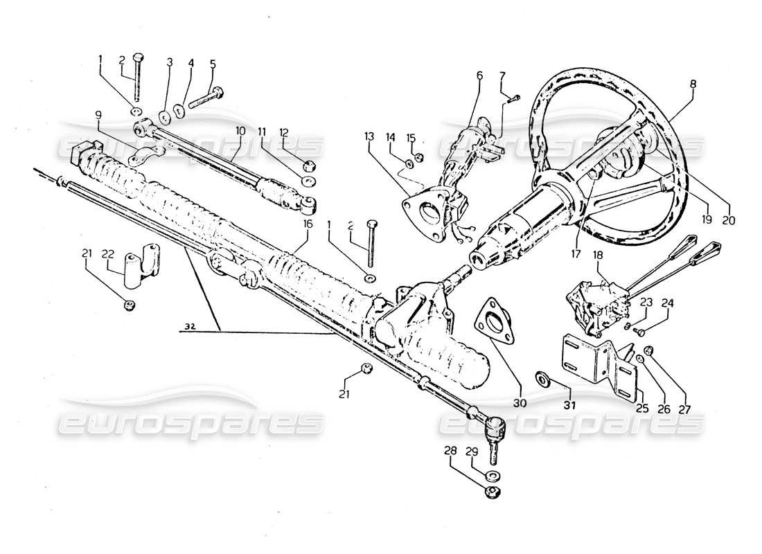 Lamborghini Urraco P250 / P250S Steering Part Diagram