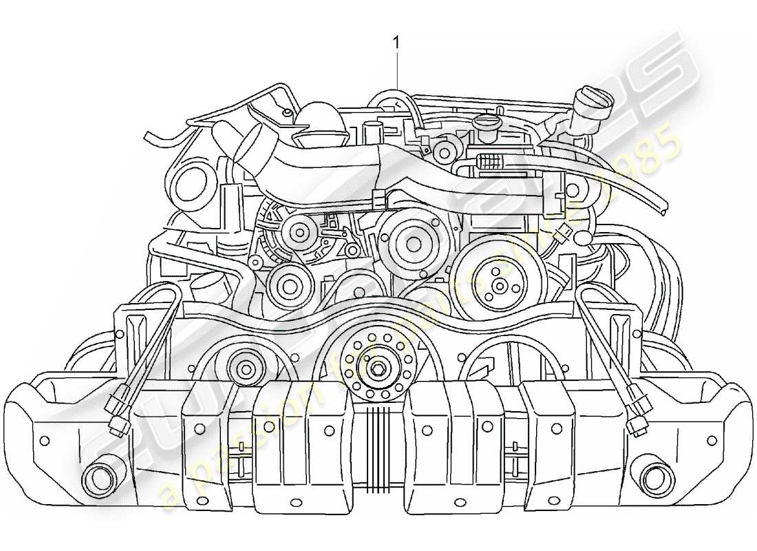 Porsche 996 T/GT2 (2001) REPLACEMENT ENGINE - - - READY FOR INSTALLATION - ONLY - INCLUDED - FUEL RADIATOR Part Diagram