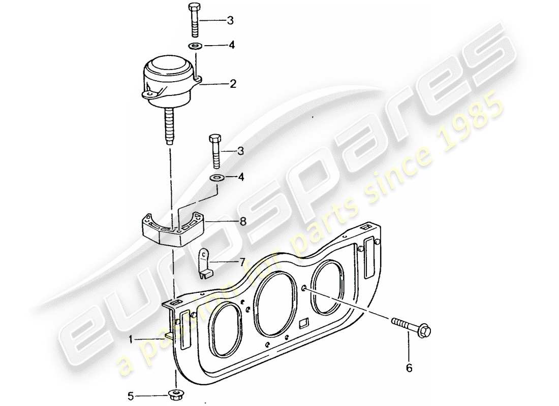 Porsche 996 T/GT2 (2001) engine suspension Part Diagram