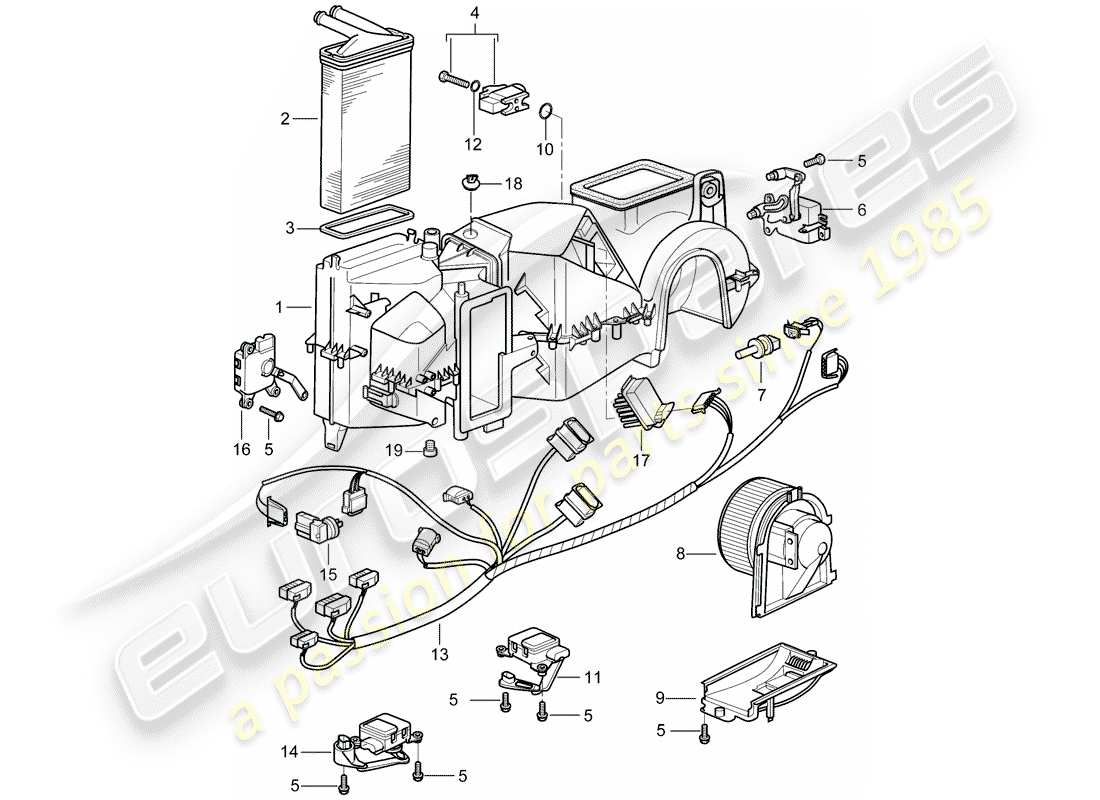 Porsche 996 T/GT2 (2001) AIR CONDITIONER - SINGLE PARTS Part Diagram