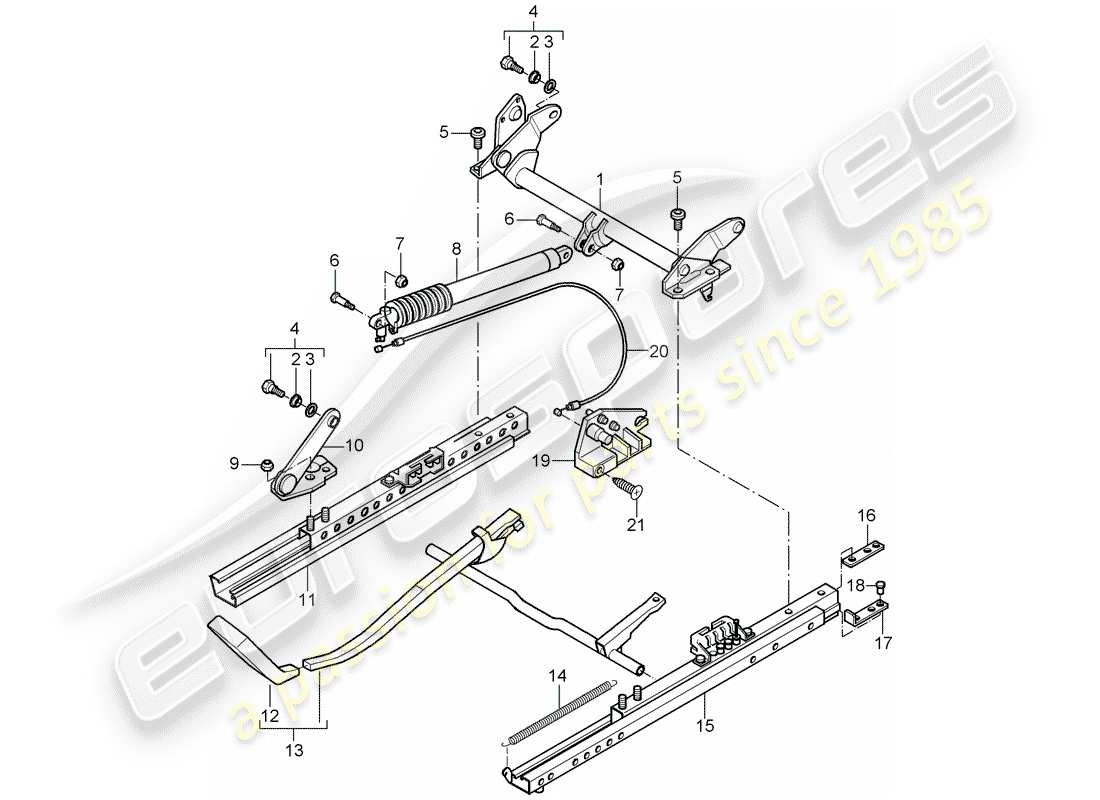 Porsche 996 T/GT2 (2001) seat frame - sports seat - for vehicles with seat height - adjustment Part Diagram