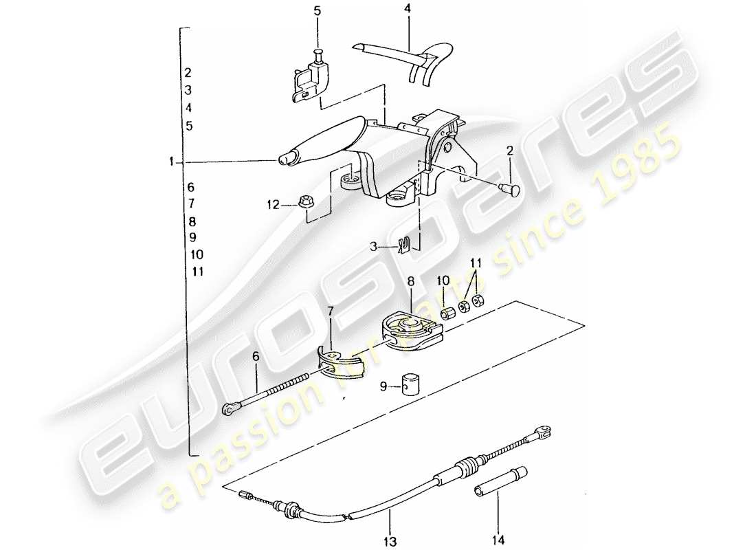 Porsche 996 T/GT2 (2004) HANDBRAKE - ACTUATOR Part Diagram