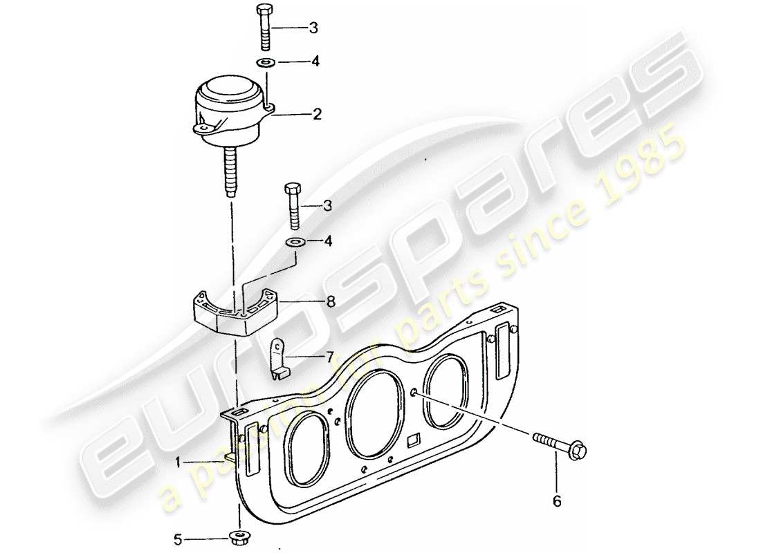 Porsche 996 T/GT2 (2005) engine suspension Part Diagram