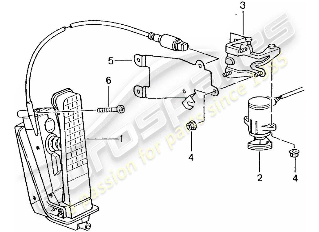 Porsche 996 T/GT2 (2005) PEDALS - THROTTLE CONTROL Part Diagram