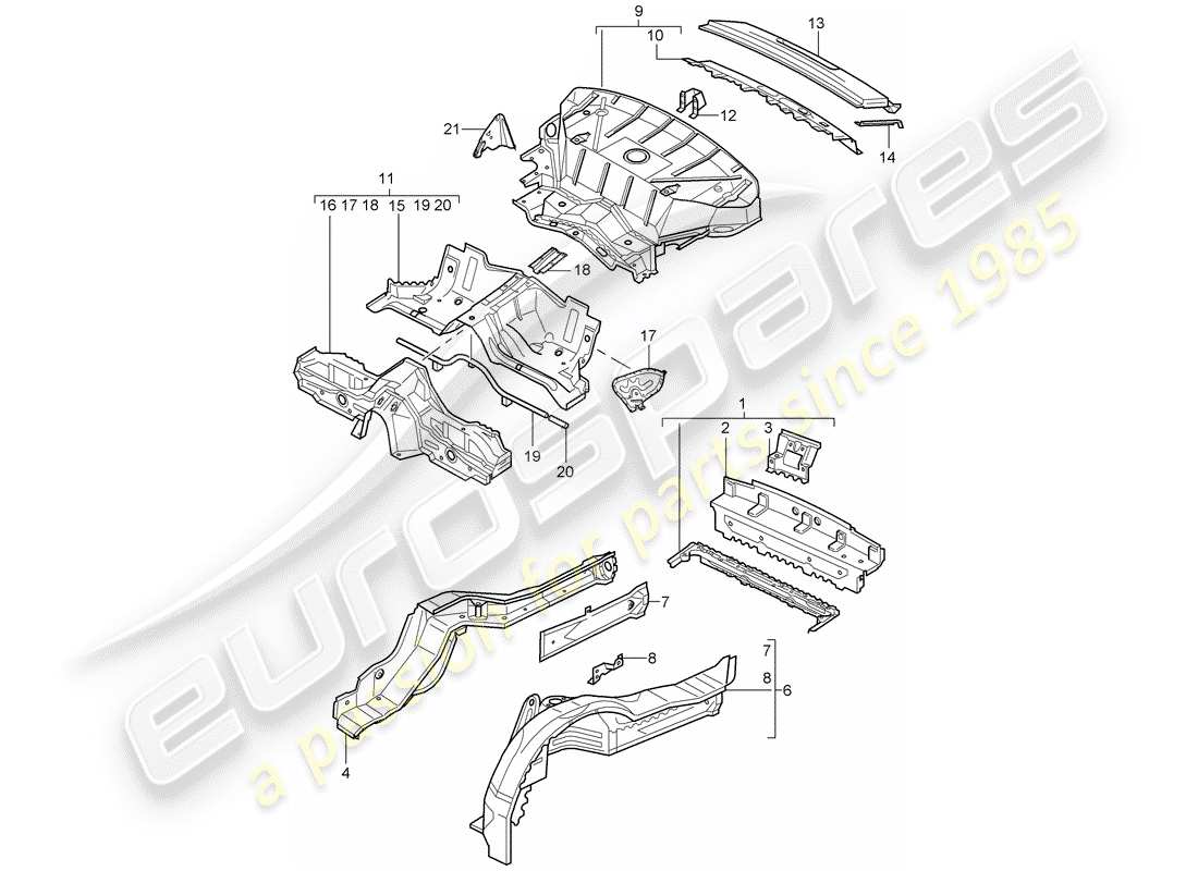 Porsche 996 T/GT2 (2005) REAR END Part Diagram