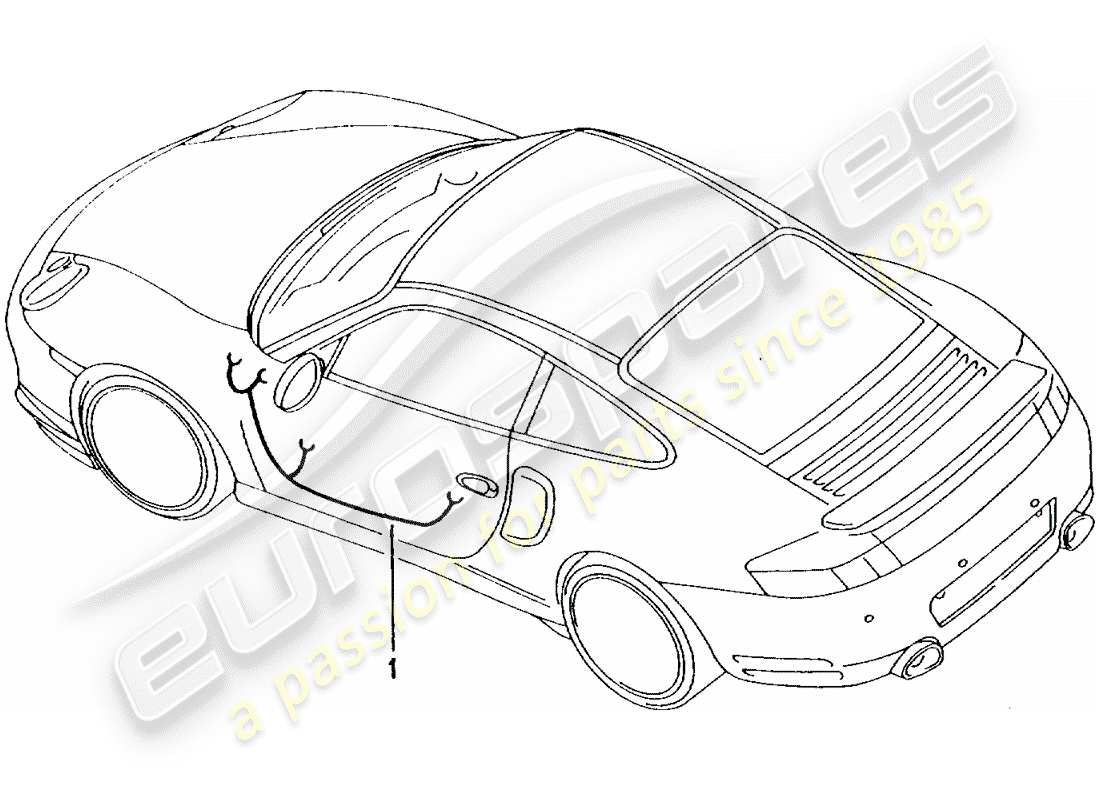 Porsche 996 T/GT2 (2005) WIRING HARNESSES - DRIVER'S DOOR - PASSENGER'S DOOR - CONVERTIBLE TOP CONTROL - SUB FRAME Part Diagram