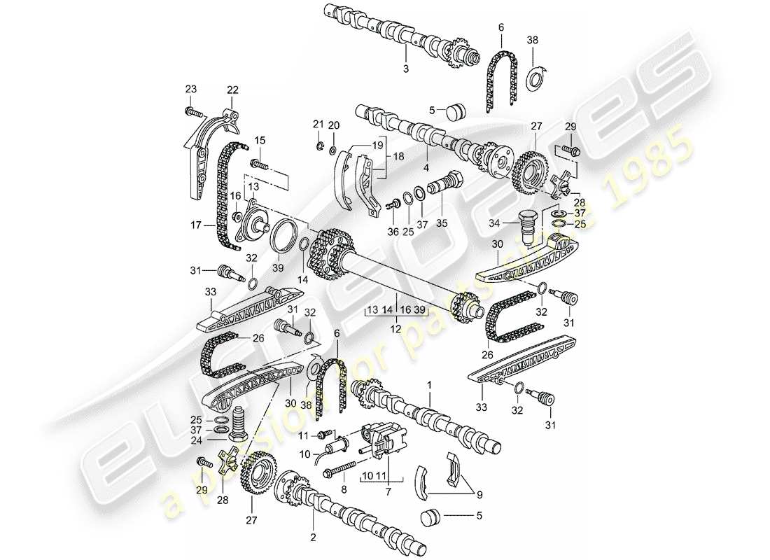 Porsche Boxster 986 (1997) camshaft - timing chain Parts Diagram