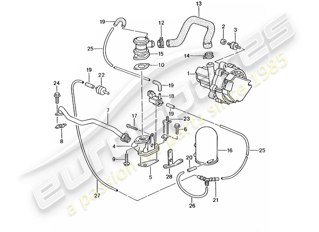 Porsche Boxster 986 (1997) SECONDARY AIR PUMP - - D - MJ 2000>> - MJ 2002 Parts Diagram