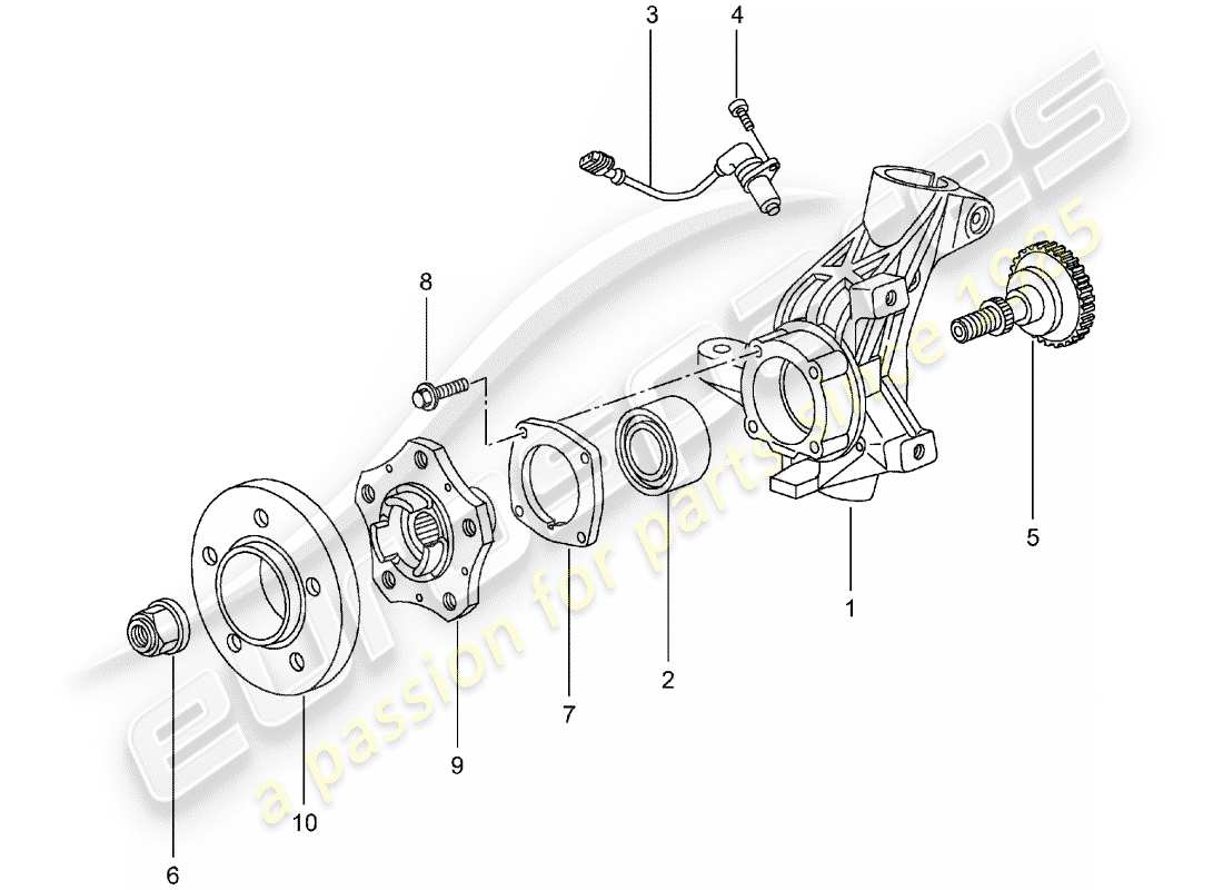 Porsche Boxster 986 (1997) WHEEL CARRIER - WHEEL HUB Parts Diagram