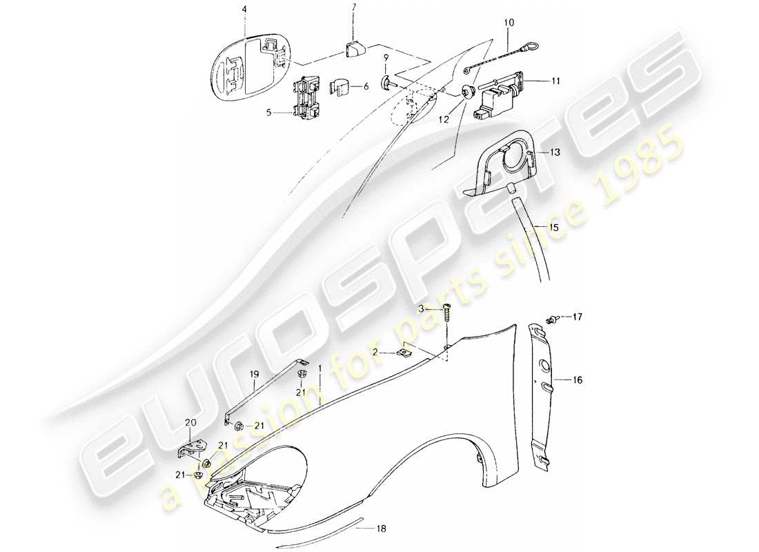 Porsche Boxster 986 (1997) FENDER Parts Diagram