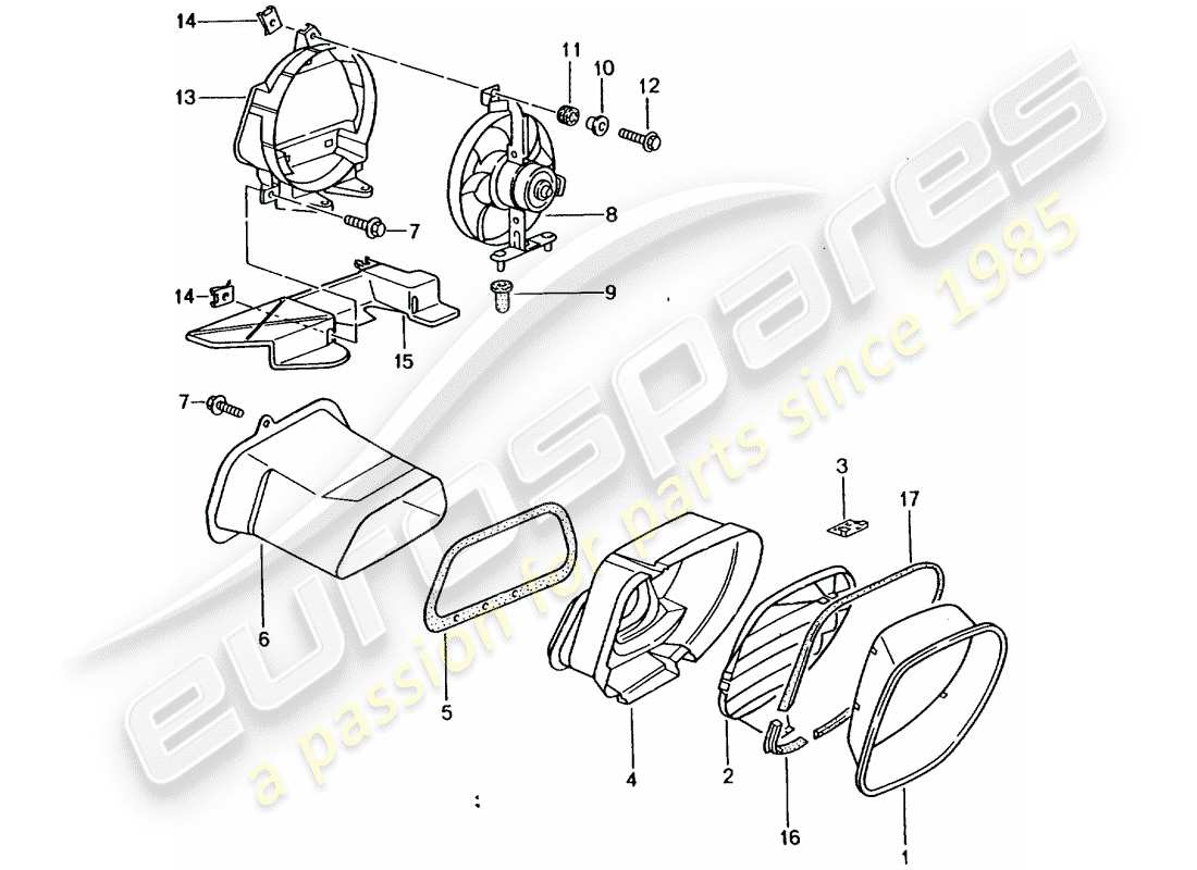 Porsche Boxster 986 (1997) ENGINE COMPARTMENT COOLING Part Diagram