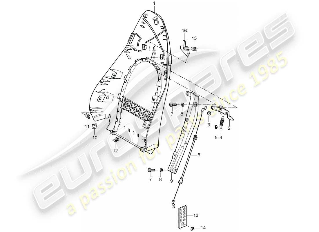 Porsche Boxster 986 (1997) backrest shell - standard seat - comfort seat Parts Diagram
