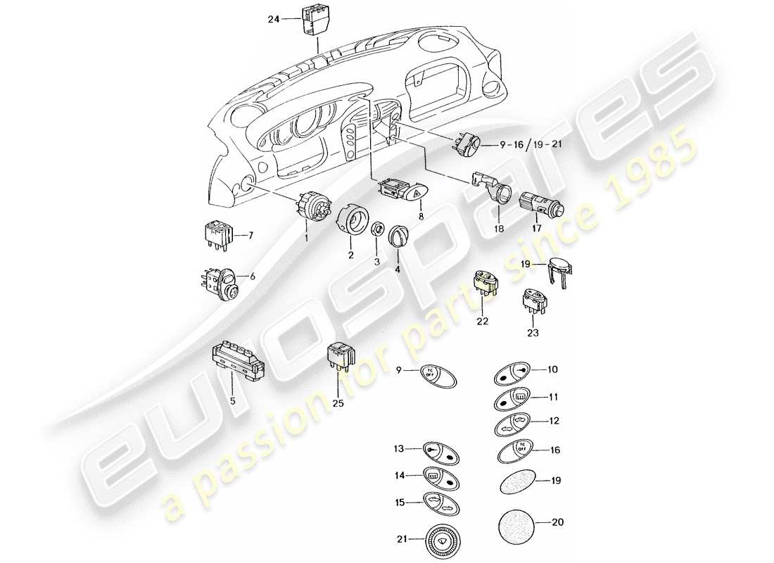 Porsche Boxster 986 (1997) SWITCH Part Diagram