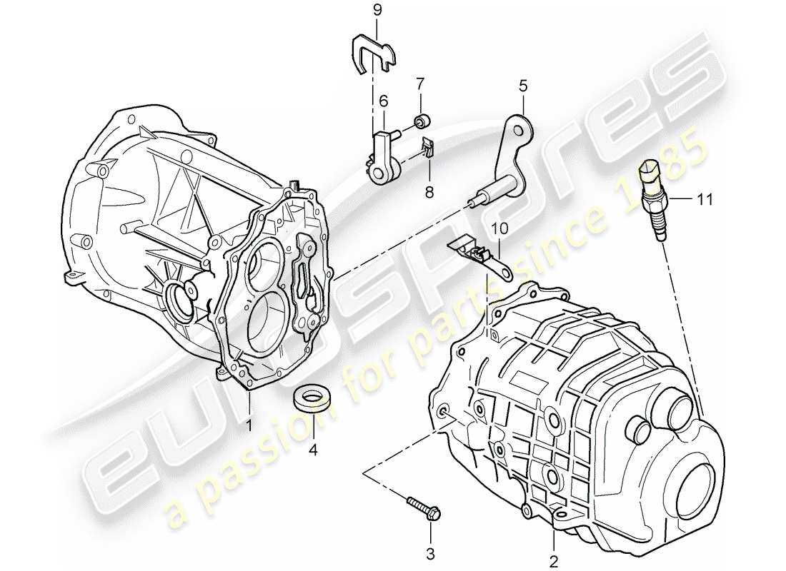 Porsche Boxster 986 (1998) transmission case - transmission cover Parts Diagram