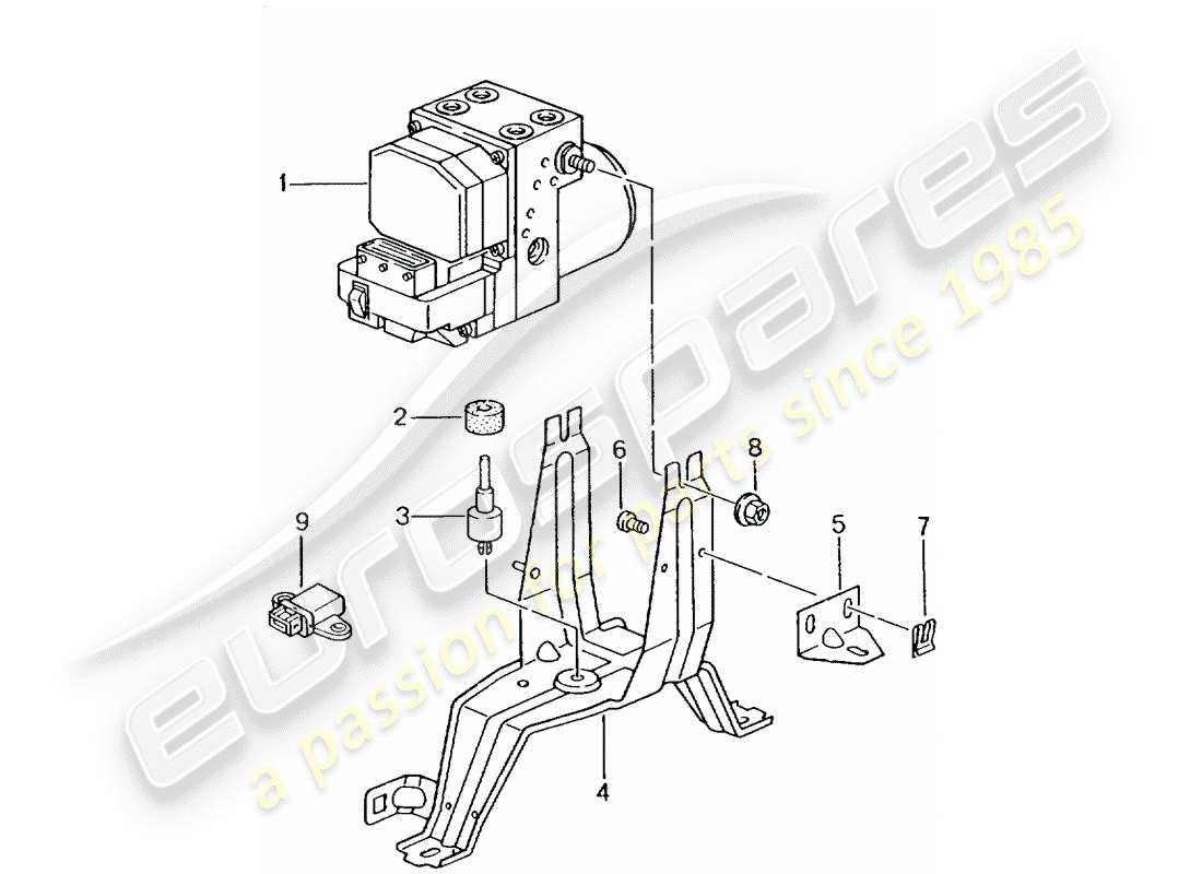 Porsche Boxster 986 (1998) HYDRAULIC UNIT - ANTI-LOCKING BRAKE SYST. -ABS- - CONTROL AND REGULATING UNIT Part Diagram