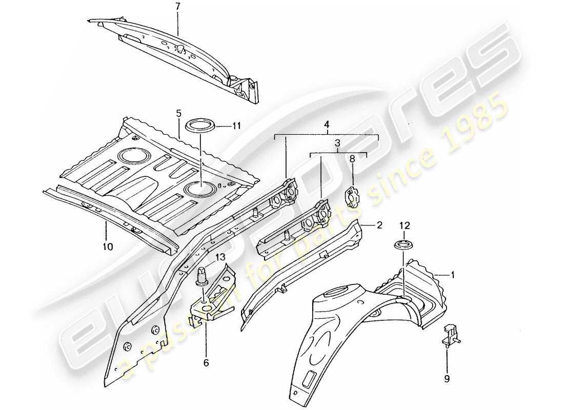Porsche Boxster 986 (1998) REAR END - SINGLE PARTS Parts Diagram