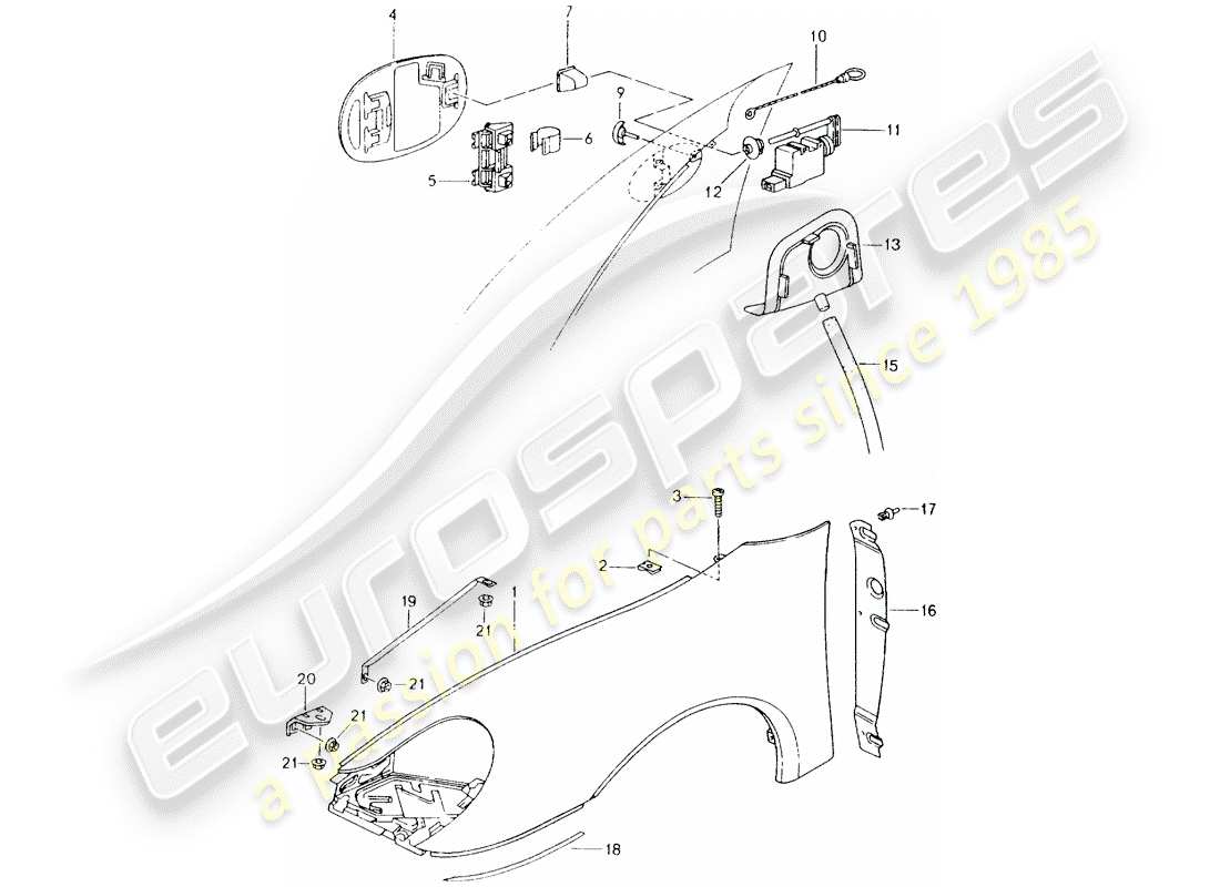 Porsche Boxster 986 (1998) FENDER Parts Diagram