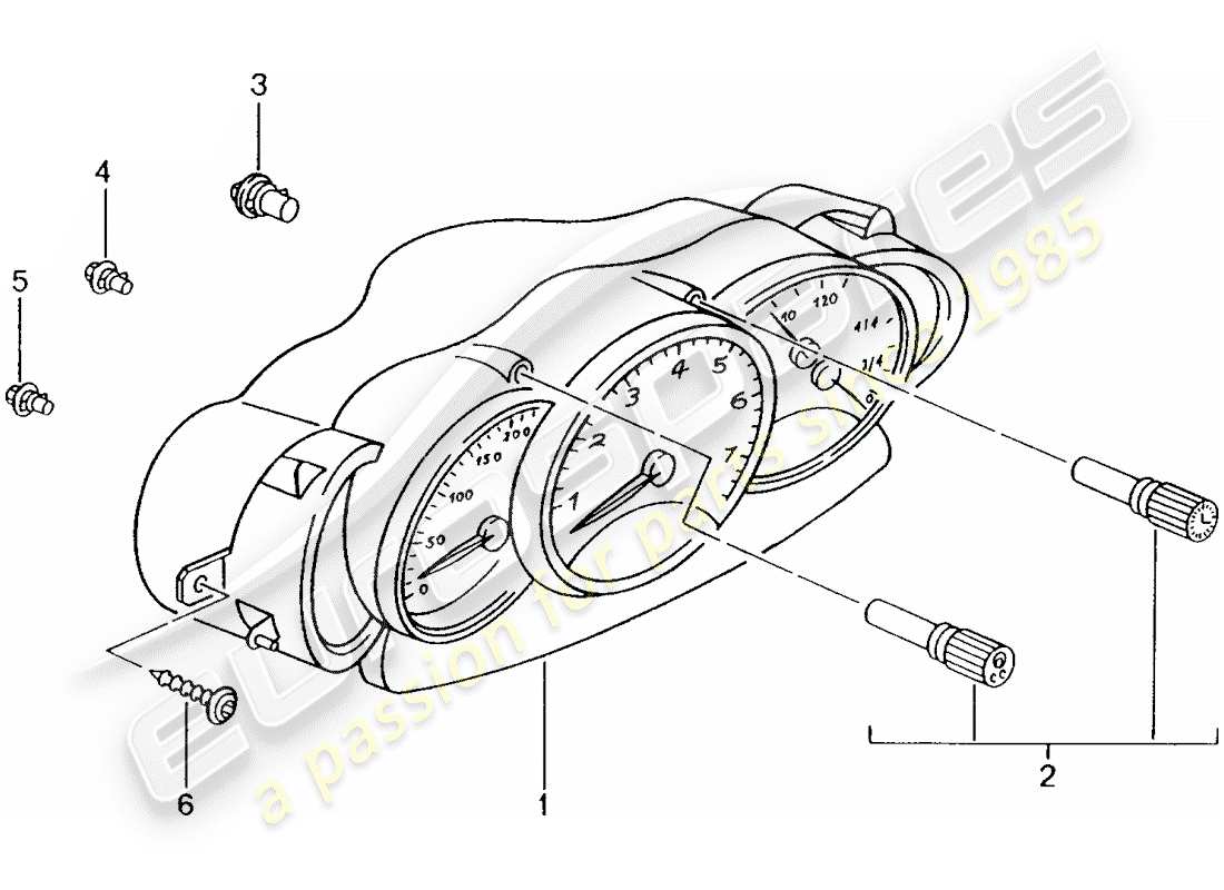 Porsche Boxster 986 (1998) INSTRUMENT CLUSTER - COMPLETE Parts Diagram