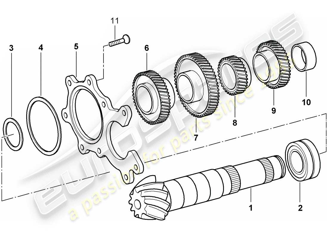 Porsche Boxster 986 (2001) gears and shafts Part Diagram