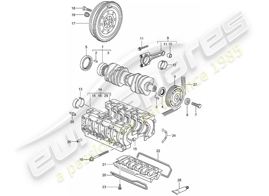 Porsche Boxster 986 (2003) crankshaft Parts Diagram