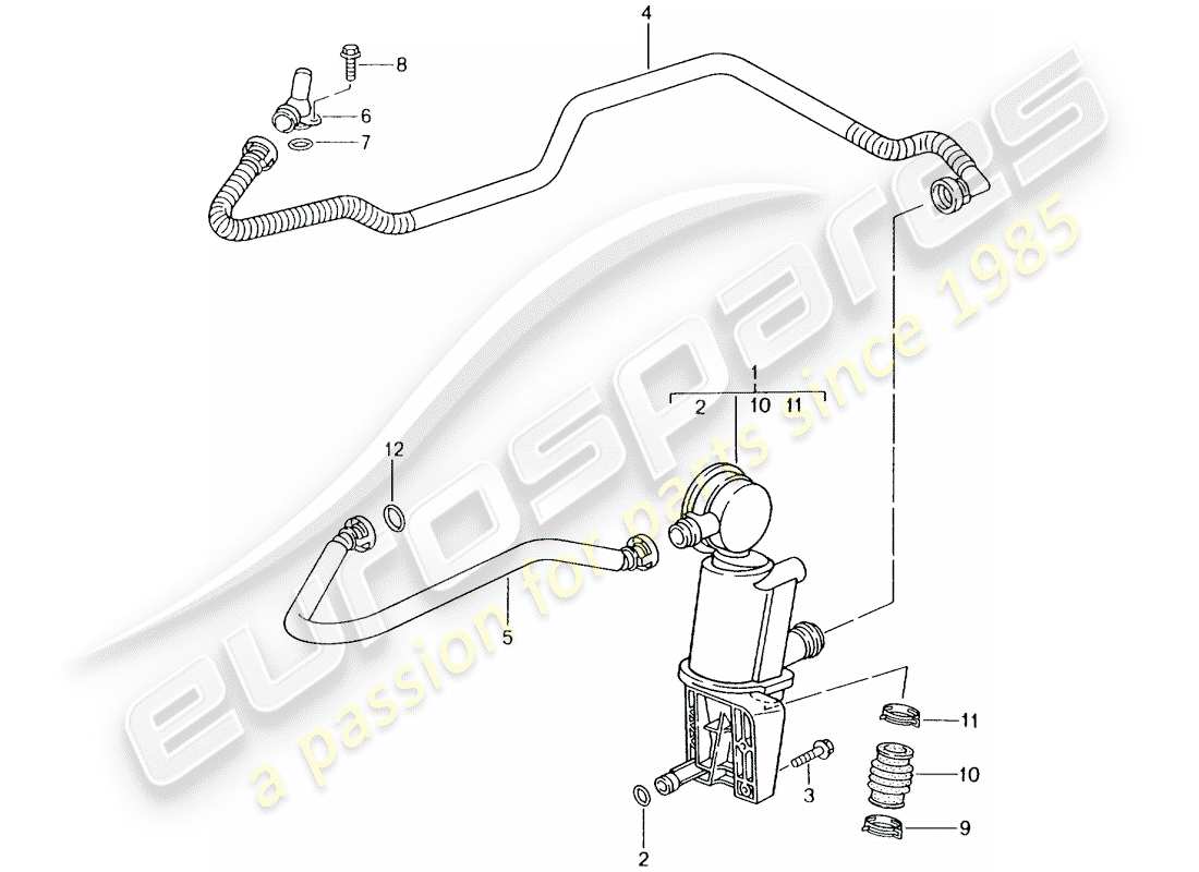 Porsche Boxster 986 (2003) CRANKCASE - OIL SEPARATOR Parts Diagram