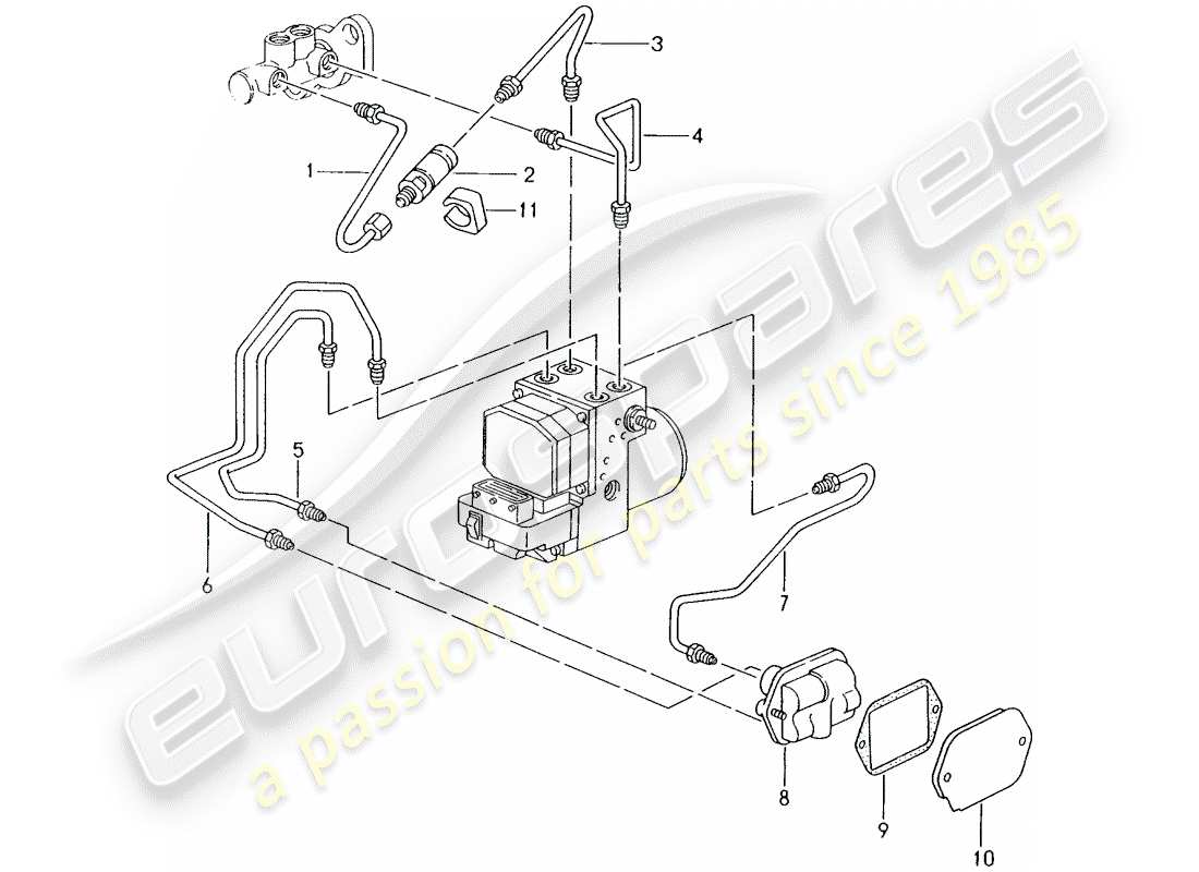 Porsche Boxster 986 (2003) BRAKE LINE - FRONT END Parts Diagram