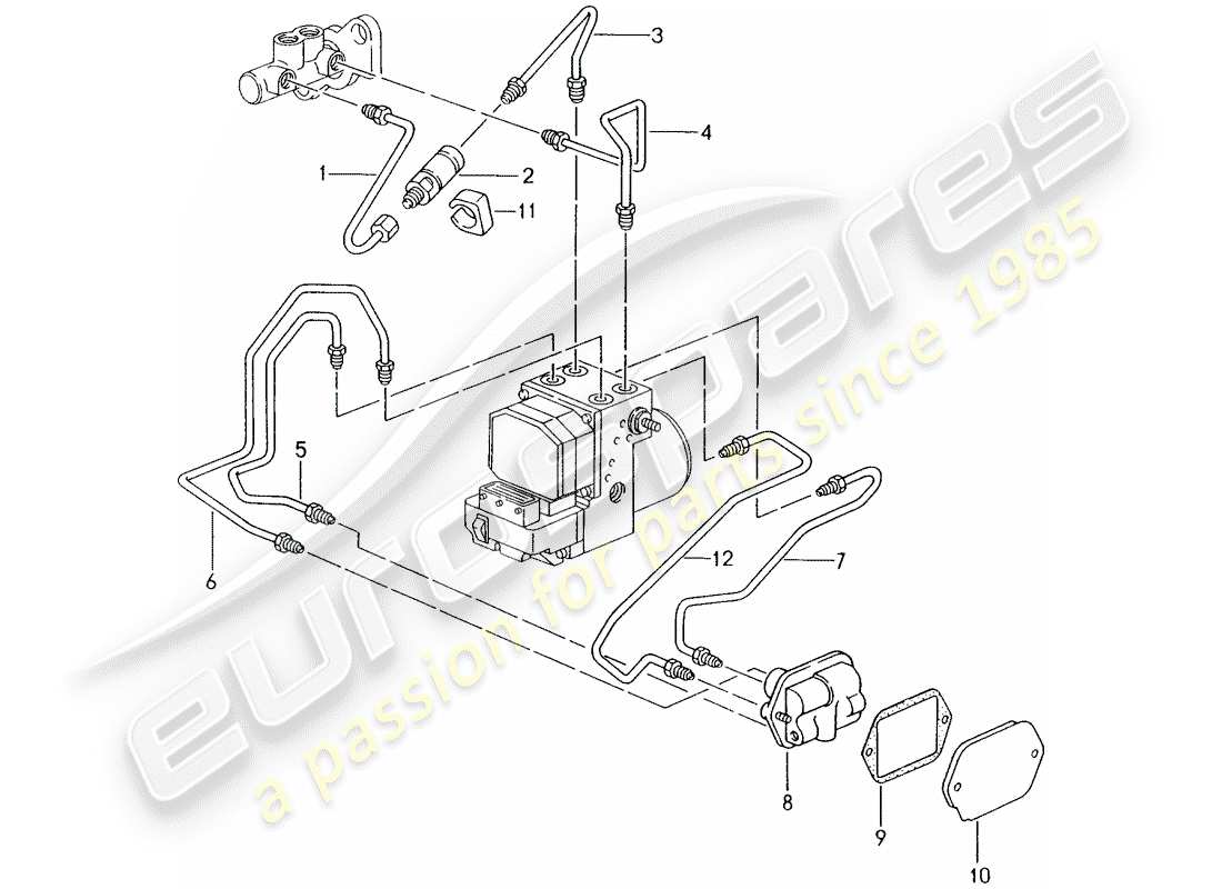 Porsche Boxster 986 (2003) BRAKE LINE - FRONT END Parts Diagram