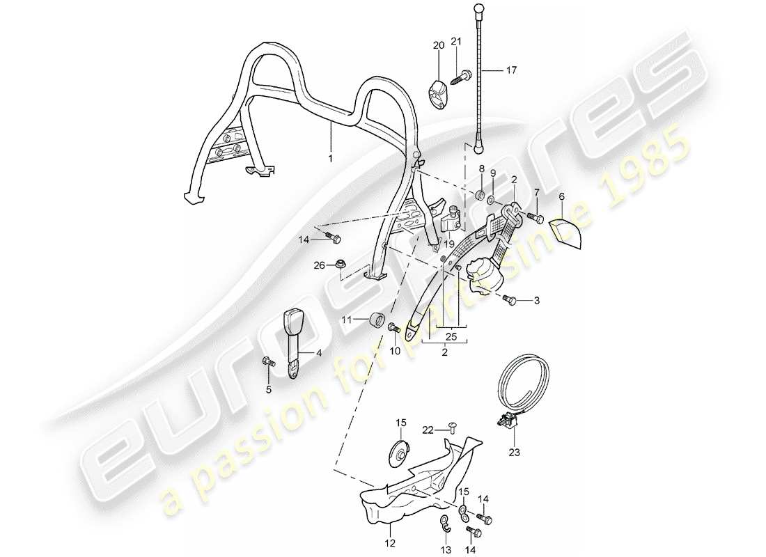 Porsche Boxster 986 (2003) ROLL BAR Parts Diagram