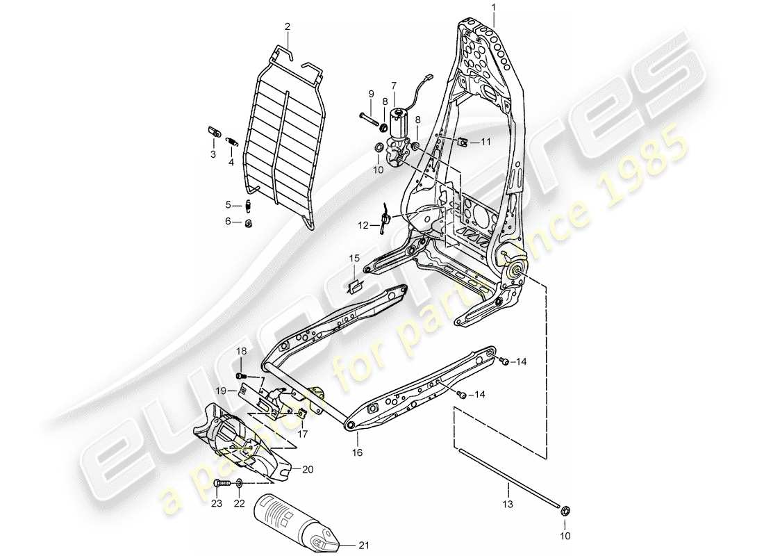 Porsche Boxster 986 (2003) frame - backrest - frame for seat - sports seat Parts Diagram