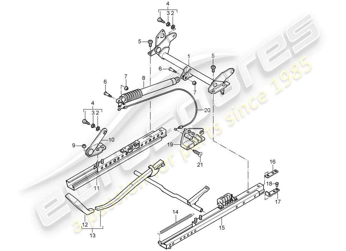 Porsche Boxster 986 (2003) seat frame - sports seat - for vehicles with seat height - adjustment Parts Diagram